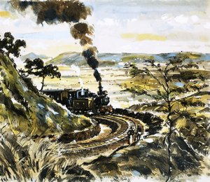 Ancient Tank Locomotive in India Pulling a Suburban Train