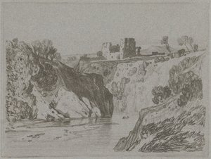 Castle Above a Rocky Gorge by John Sell Cotman