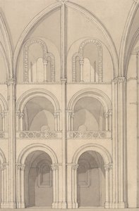 Perspective Elevation of Part of the Abbey Church of Saint Stephen at Caen, Normandy by John Sell Cotman