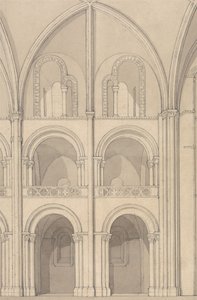 Perspective Elevation of Part of the Abbey Church of Saint Stephen at Caen, Normandy by John Sell Cotman