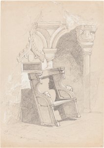 Sketch of Ruined Church Interior with Chair by John Sell Cotman