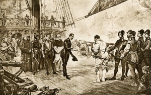 The Admiral of the Spanish Armada Returning His Epee to Francis Drake by John Seymour (after) Lucas