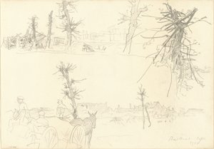 Soldiers in a Devastated Landscape [recto] by John Singer Sargent