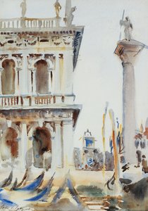 The Corner of the Libreria, with the Column of St. Theodore, Venice by John Singer Sargent