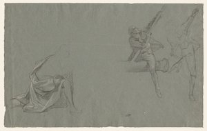 Drapery Study; Two Figures Pulling a Pole by John Singleton Copley