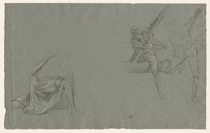Drapery Study, Two Figures Pulling a Pole, 1785-86 by John Singleton Copley