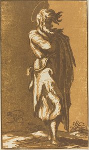 Male Saint Standing with Folded Arms, Facing to the Right by John Skippe after Parmigianino