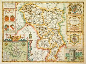 A map of the county of Derbyshire, from 