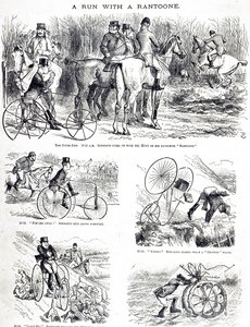 A man hunting on a tricycle