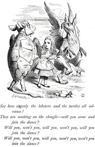 Alice, Mock Turtle and the Gryphon from Alice