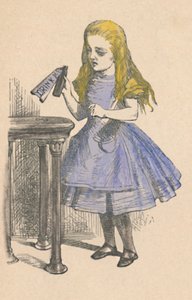 Alice Looking at the Bottle with the Sign 