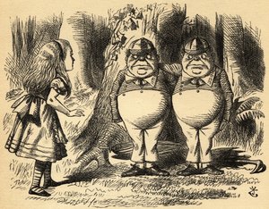 Alice with Tweedledum and Tweedledee by John Tenniel