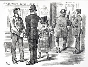 Cartoon commenting on the pleas for a block system signal to be made compulsory on British Railways by John Tenniel