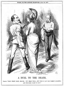 Franco-Prussian War 1870-1871: Britannia Trying to Restrain Napoleon III Embarking on War with Germany