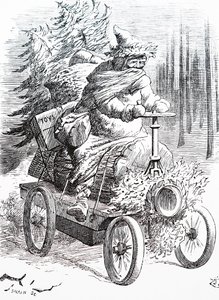 Santa racing through the snow by John Tenniel