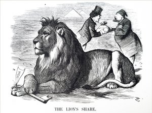 The British government authorising the Rothschilds to buy out shares of the Suez Canal by John Tenniel