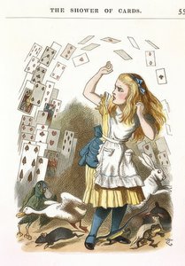 The Shower of Cards. Illustration for Alice in Wonderland by Lewis Carroll. 1890 by John Tenniel