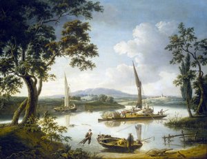 View of the Thames in Shillingford, with Dorchester Abbey on the Horizon