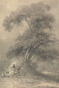 A Family Cooking Under A Tree