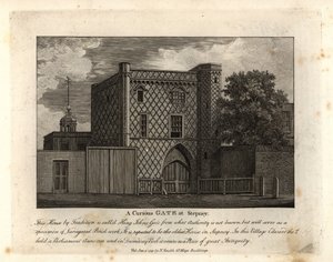 A curious gate in variegated brickwork called St John Gate, the oldest house in Stepney by John Thomas Smith