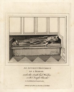 Ancient monument of a bishop under the southeast window of the 12th century Temple Church, London by John Thomas Smith
