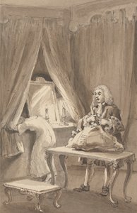 Hogarth After His Wife had Put on a New Night Shirt, Ties up Her Things to Send to Sir James Thornhill with a Letter in Which He Told Him, 