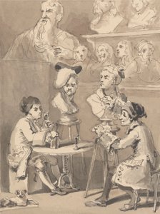 Hogarth Sitting to Roubiliac for His Bust by John Thomas Smith