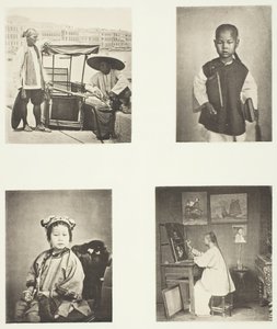 A Hong-Kong Sedan Chair, A Chinese School-Boy, A Chinese Girl, A Hong-Kong Artist, c. 1868 by John Thomson