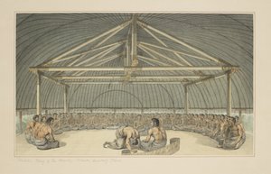 Poulaho, King of the Friendly Islands, drinking Kava, from a series of watercolours illustrating Captain Cook
