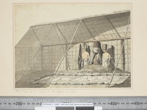 The Inside of the House, in the Morai, in Atooi by John Webber