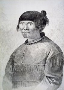 Portrait of Tattooed native from island of Unalaska