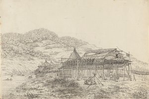 The Balagans or Summer Habitations, with the Method of Drying Fish, at St. Peter and Paul, Kamtschatka