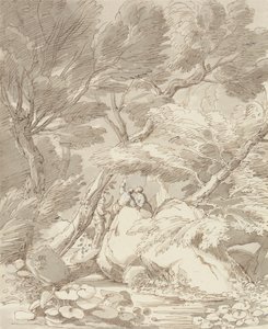 Figures on a Rocky River Bank at Canonteign, Devon
