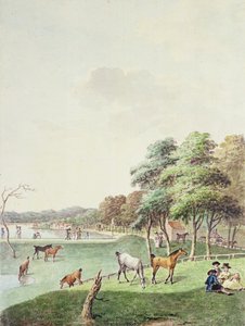 The East End of the Serpentine, and a Distant view of the Bathing House, 1794 by John White Abbott