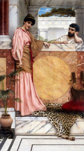 Waiting for a Response, Couple in Ancient Times, in a Noble Villa (Roman?), the Man Seems to Wait for the Woman