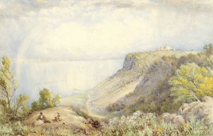 View of the Hudson River from the Palisades, New York, with Rainbow