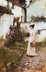 Gathering Summer Flowers in a Devonshire Garden by John William Waterhouse