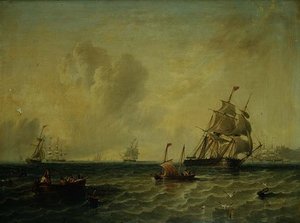 Shipping in a Light Breeze off Whitby by John Wilson Carmichael