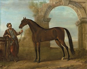 The Godolphin Arabian, Held by a Groom, in a Landscape with a Ruined Arch, 1731