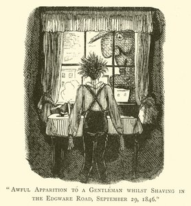 Awful Apparition to a Gentleman Whilst Shaving in the Edgware Road, 29 September 1846 by John after Leech