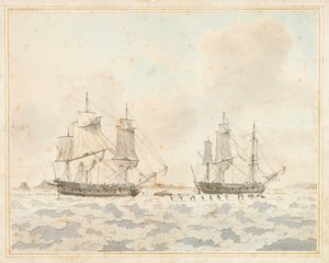The British Ships Racehorse and Carcass, Caught in the Ice During an Arctic Expedition, July 31 by John the Younger Cleveley
