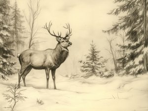 Majestic Winter Stag by Jolly and Dash