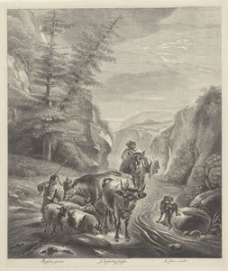 Shepherds with Cattle on a Mountain Path