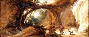 A Rocky Landscape with Sportsmen on a Path by Joos de (follower of) Momper