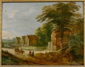 Travellers Passing Through a Village by Joos de (studio of) Momper