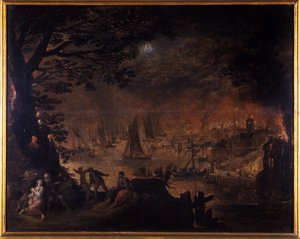 Burning Town by the Sea by Joos or Josse de Momper