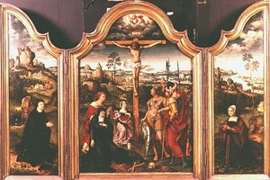 Triptych: Crucifixion Flanked by Kneeling Donors by Joos van Cleve
