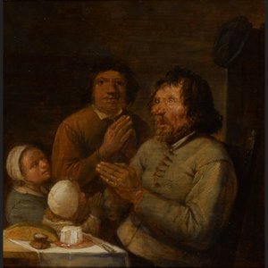 Interior with a Peasant Family Praying by Joos van Craesbeeck
