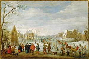 Winter Landscape with Skaters by Joost Cornelisz Droochsloot