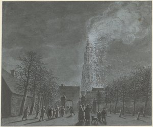 Fire in the Church Tower in Amersfoort by Jordanus Hoorn